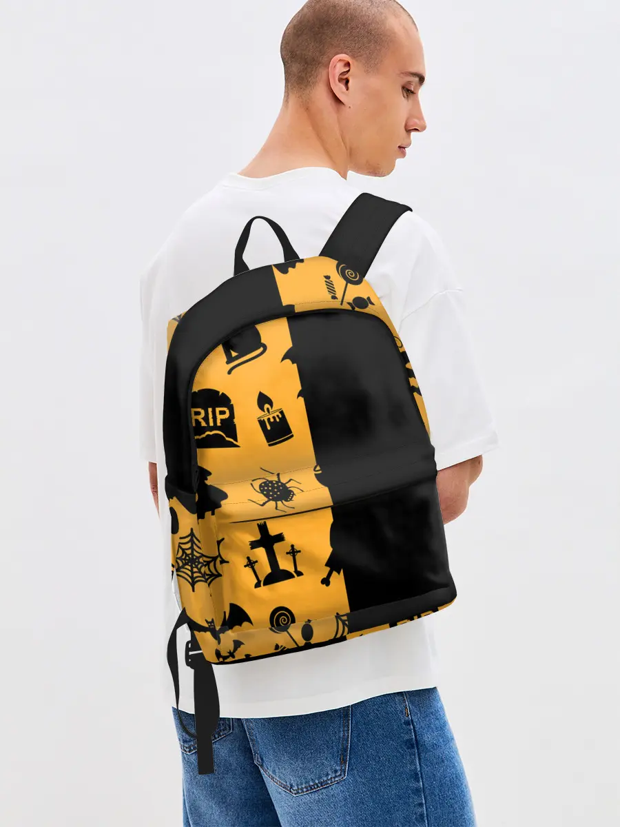 Рюкзак джинсовый / ЧЕРНО-ОРАНЖЕВЫЙ ХЭЛЛОУИН