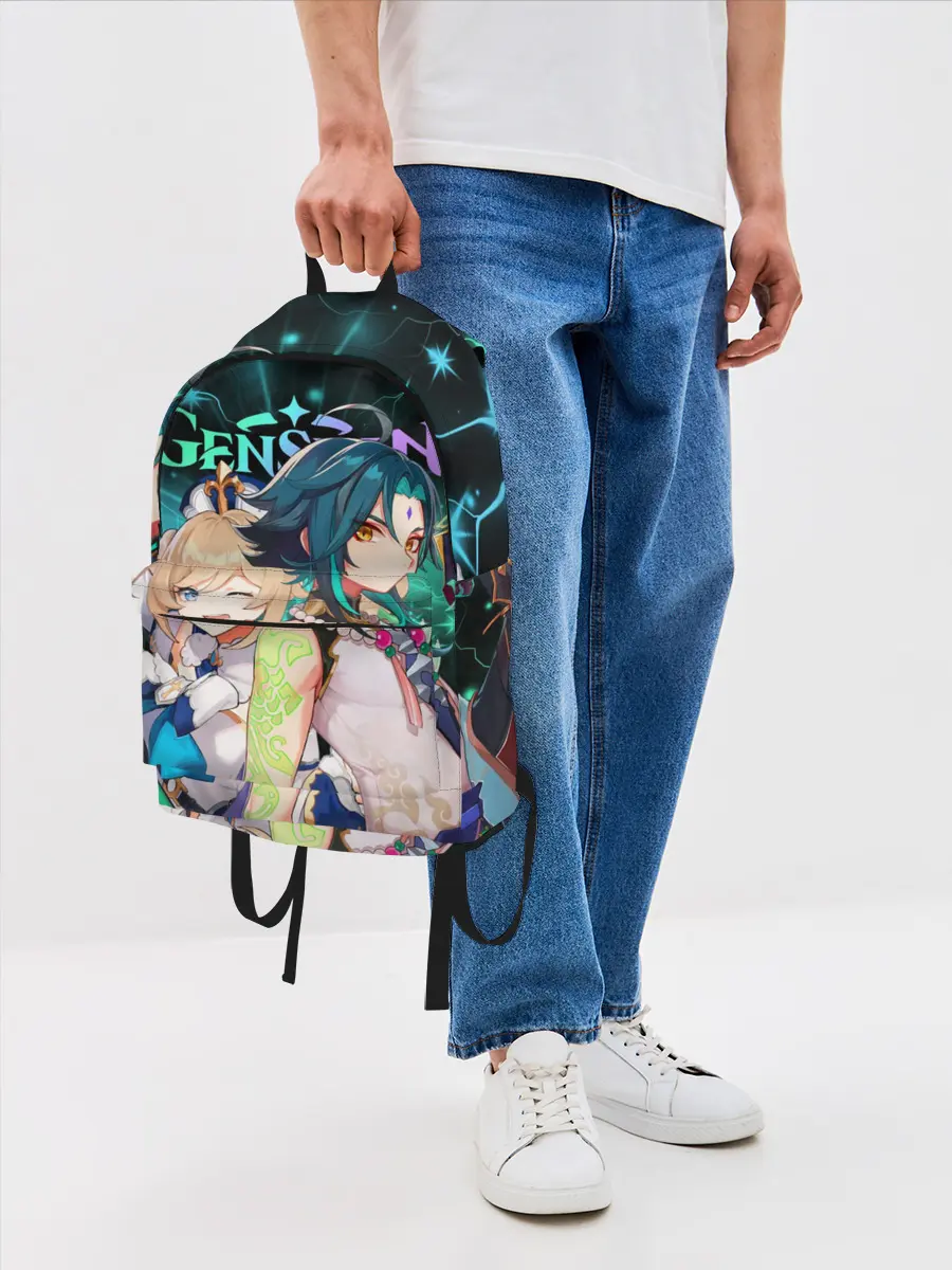 Рюкзак джинсовый / Сяо и Барбара, Genshin Impact