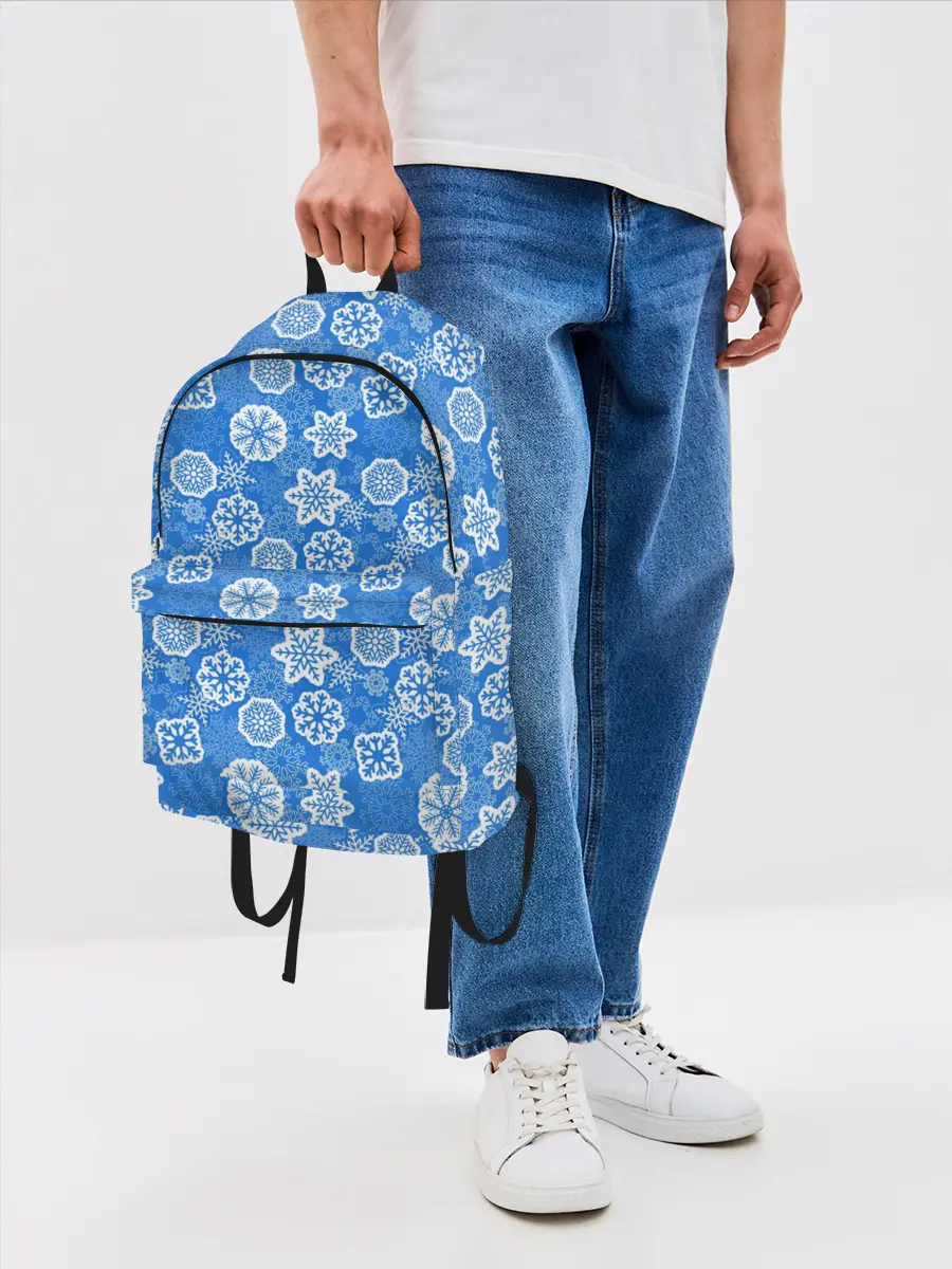 Рюкзак джинсовый / Снежные Новогодние Узоры