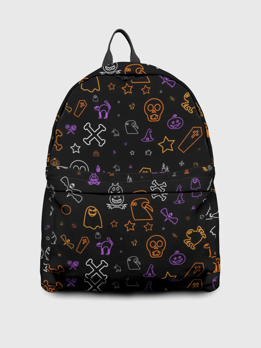 Рюкзак джинсовый / ХЕЛЛОУИН ПАТТЕРН НЕОН / HALLOWEEN NEON