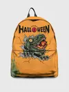 Рюкзак джинсовый / Т-Рекс с тыквой в пасте | Хэллоуин