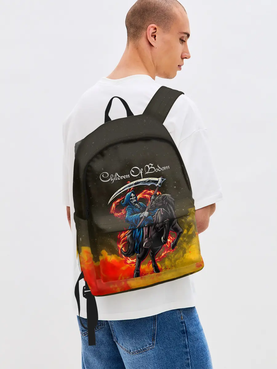 Рюкзак джинсовый / Children of Bodom | Skeleton on a horse