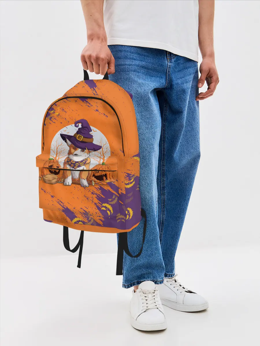 Рюкзак джинсовый / КОРГИ НА ХЭЛЛОУИНЕ