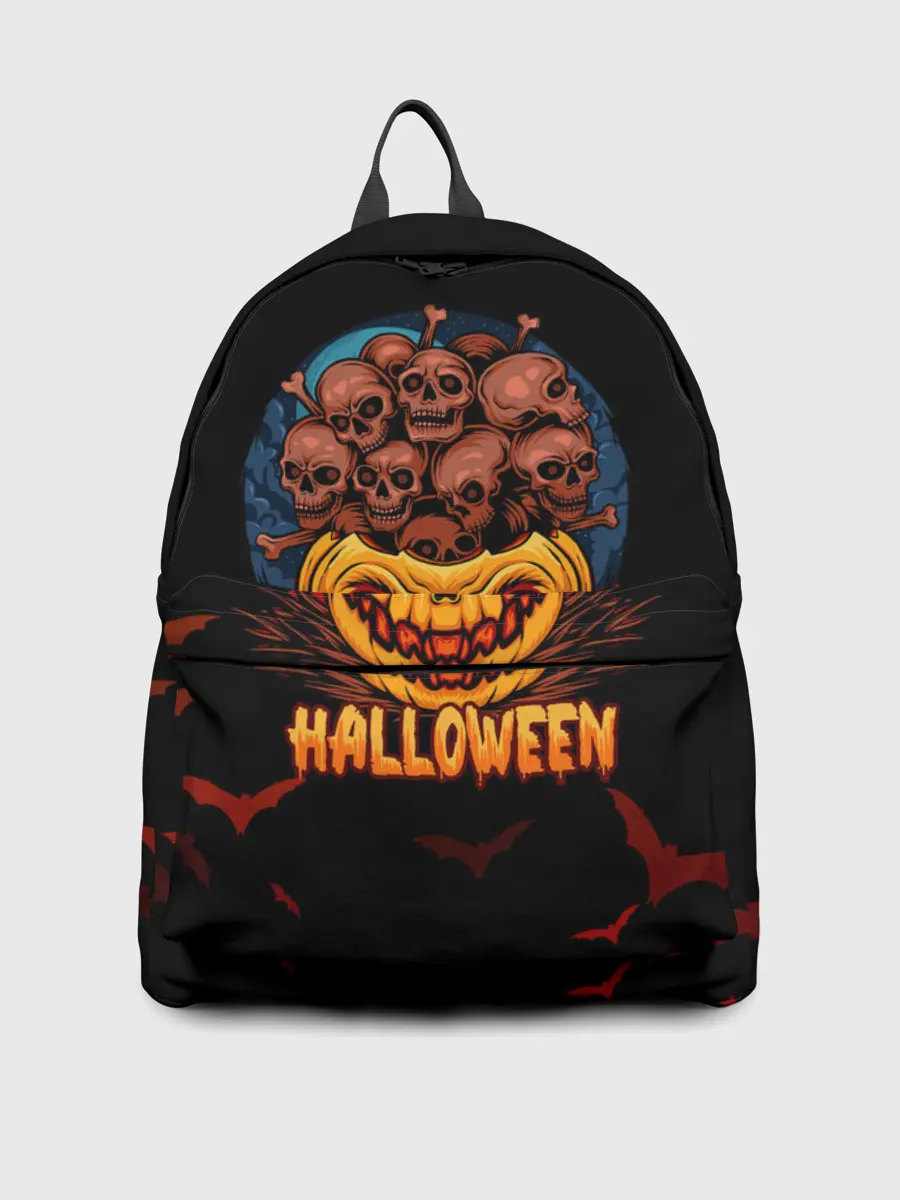 Рюкзак джинсовый / ТЫКВА С ЧЕРЕПАМИ