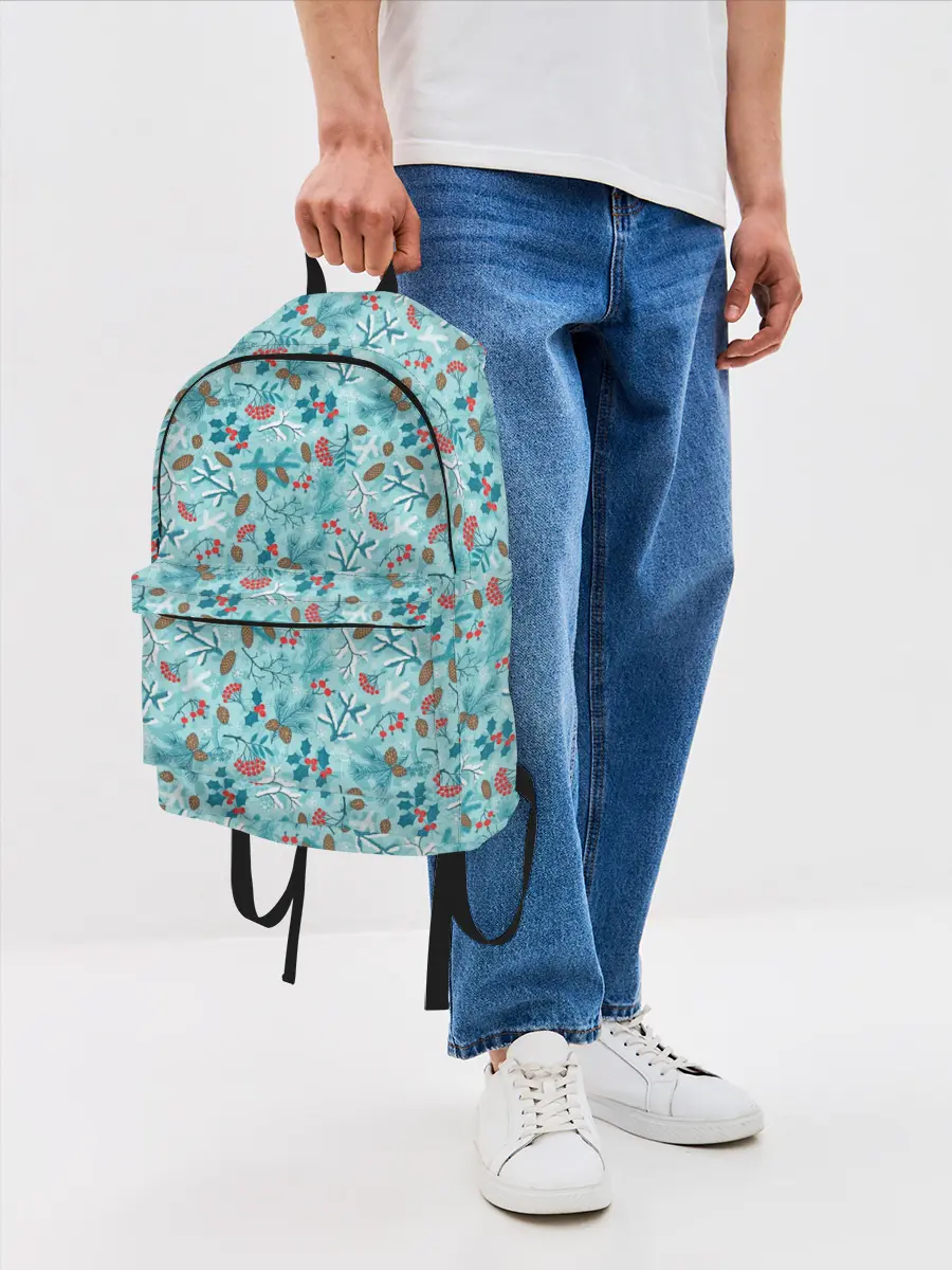 Рюкзак джинсовый / Зимний Лесной Пейзаж