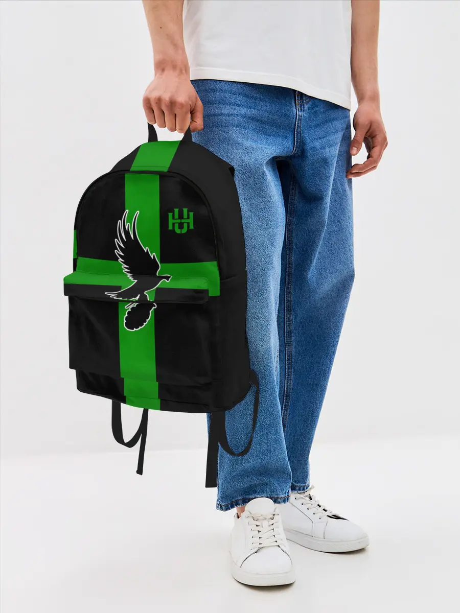 Рюкзак джинсовый / Hollywood Undead заеленный крест