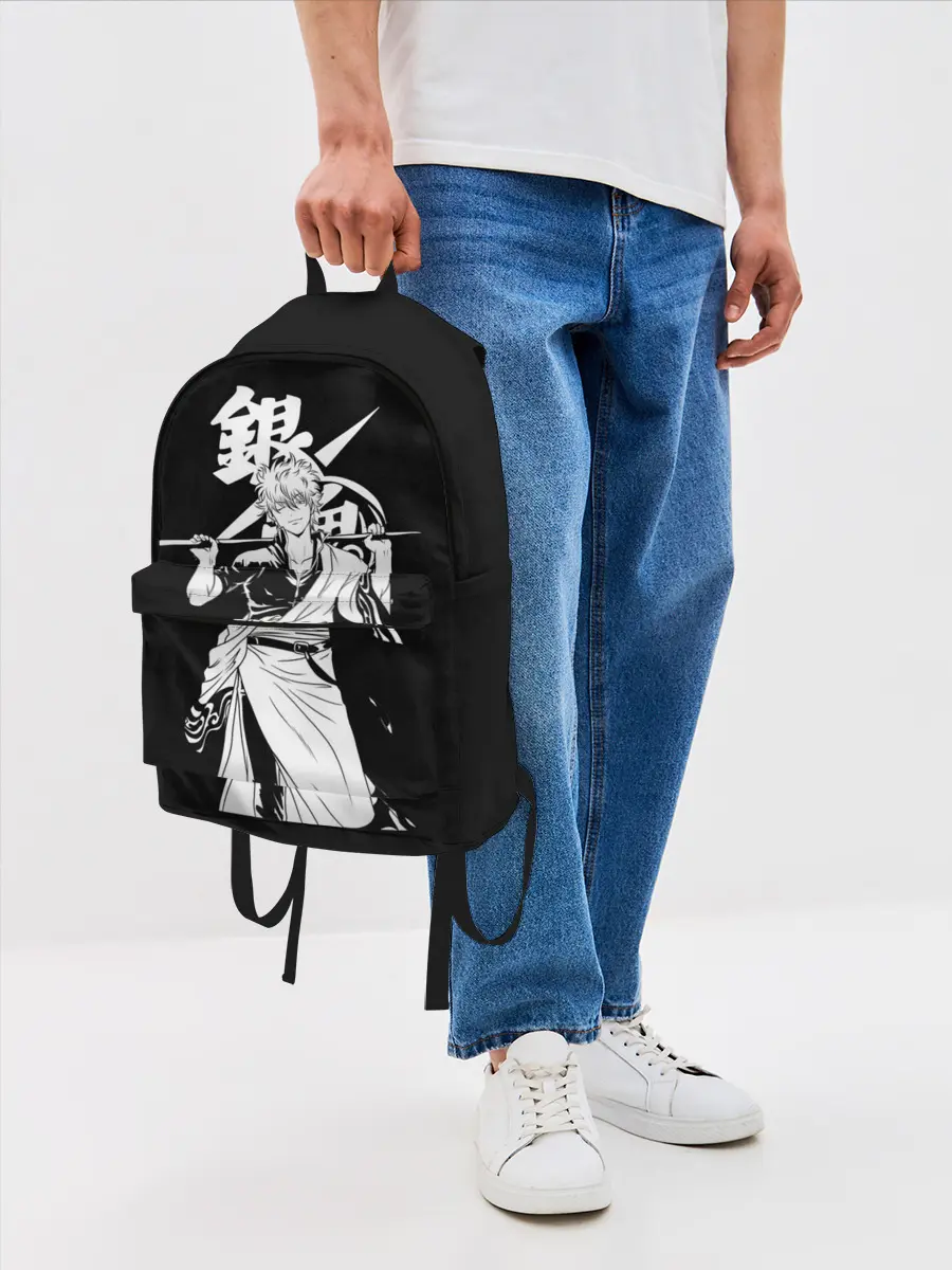 Рюкзак джинсовый / Гинтоки Саката держит меч Гинтама