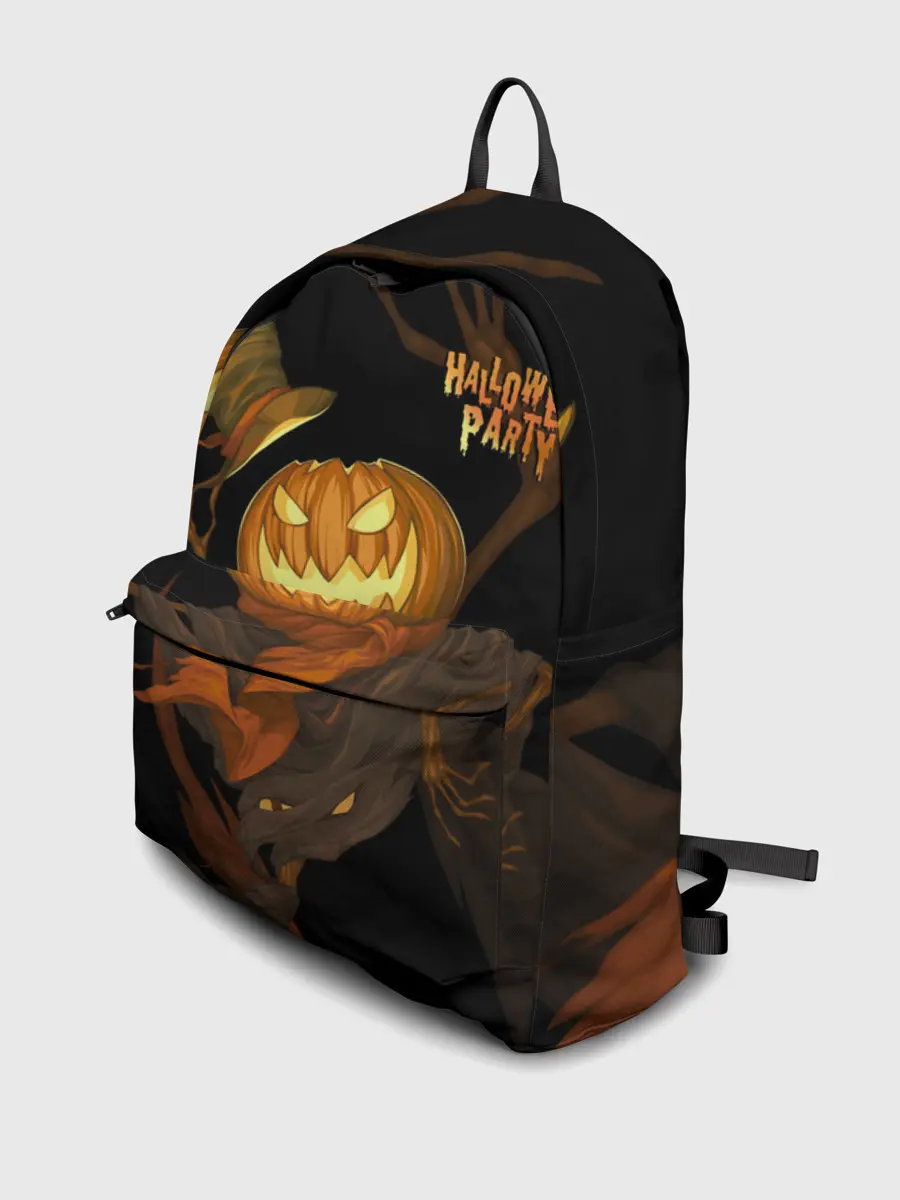 Рюкзак джинсовый / Приветливая тыква на Хэллоуин