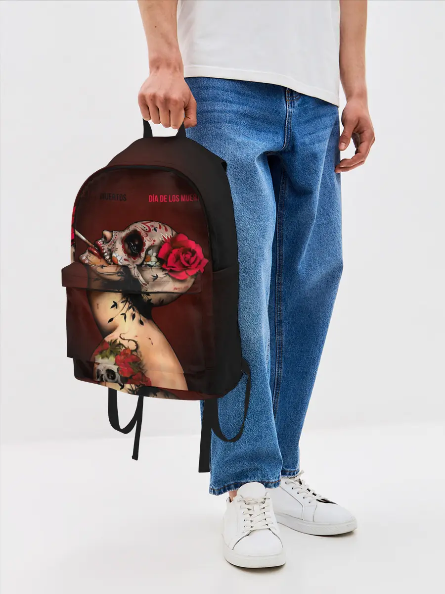 Рюкзак джинсовый / Ведьма с красной розой