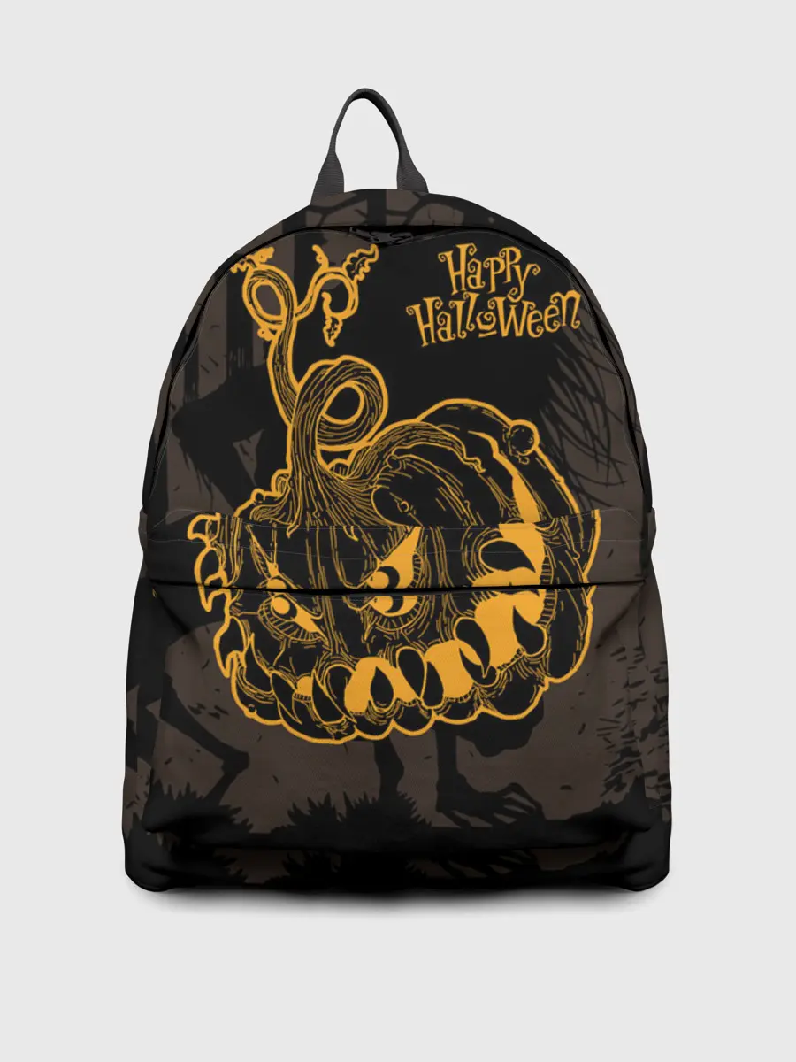 Рюкзак джинсовый / Зубастая тыква на Хэллоуин