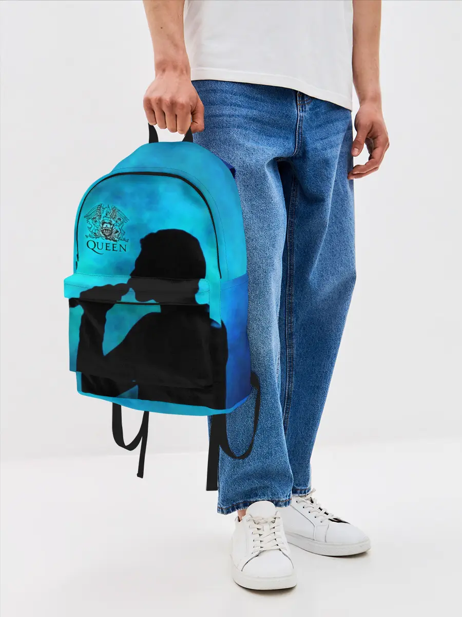 Рюкзак джинсовый / Силуэт Фредди Меркьюри группа Queen