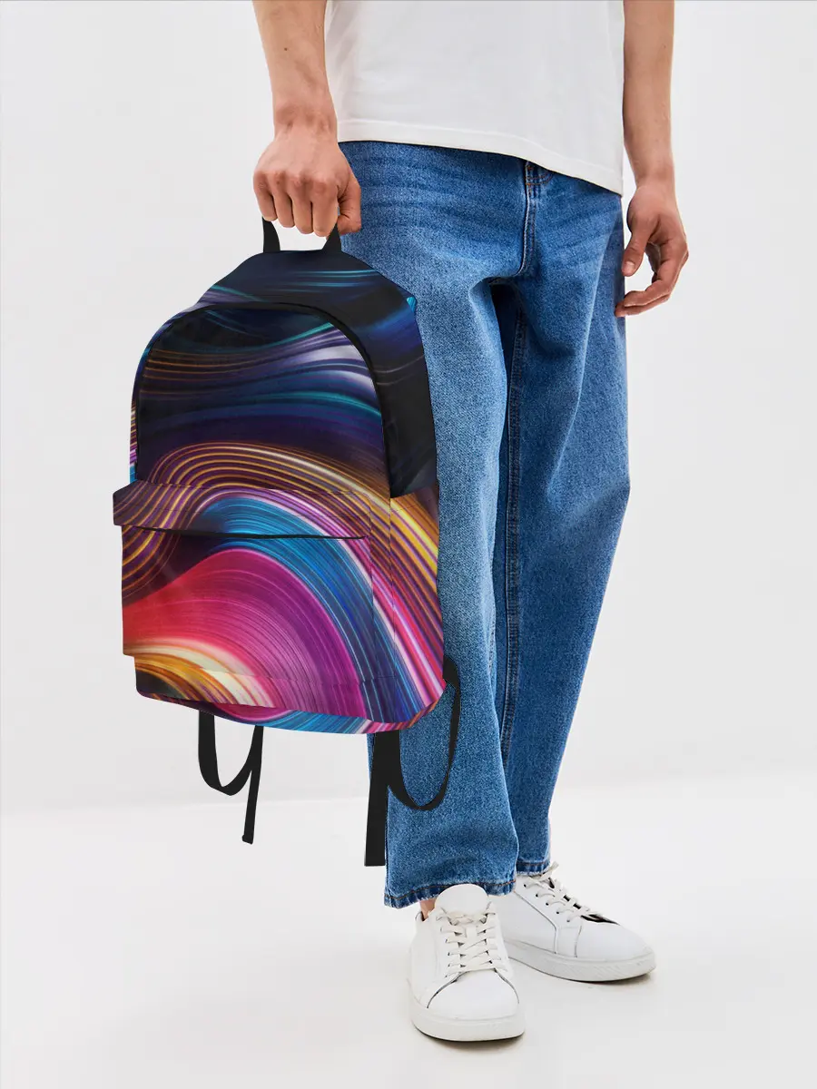 Рюкзак джинсовый / Цветные неоновые волны