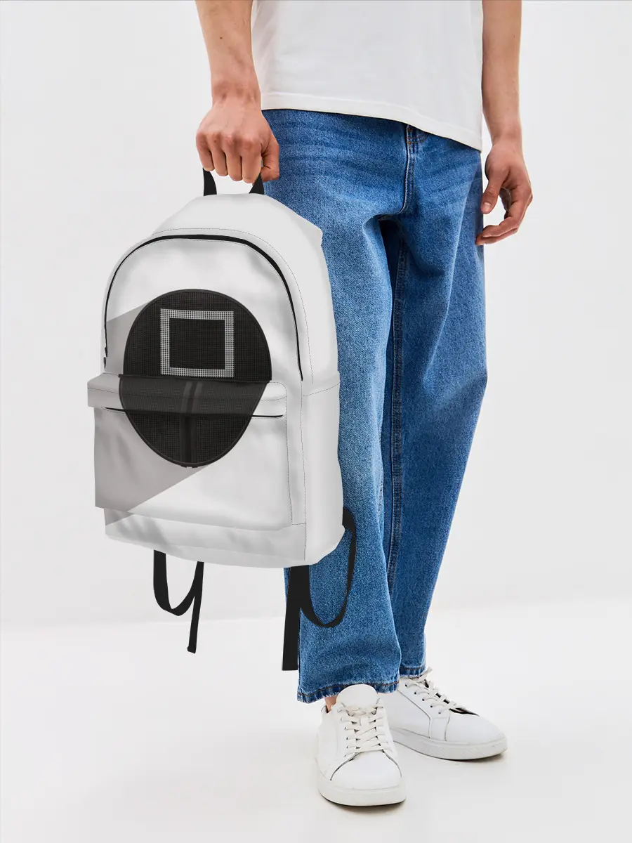 Рюкзак джинсовый / ИГРА В КАЛЬМАРА КВАДРАТ | SQUID GAME