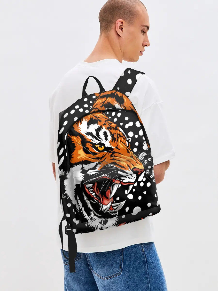 Рюкзак джинсовый / Амурский тигр и снегопад