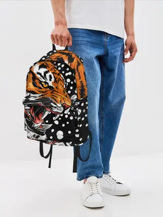Рюкзак джинсовый / Амурский тигр и снегопад