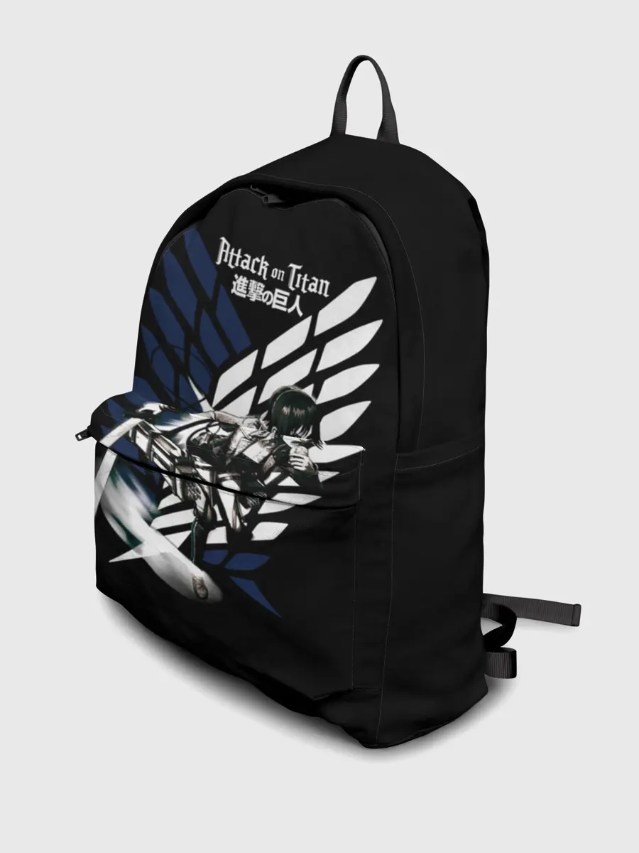 Рюкзак джинсовый / Имир на фоне герба Разведкорпуса