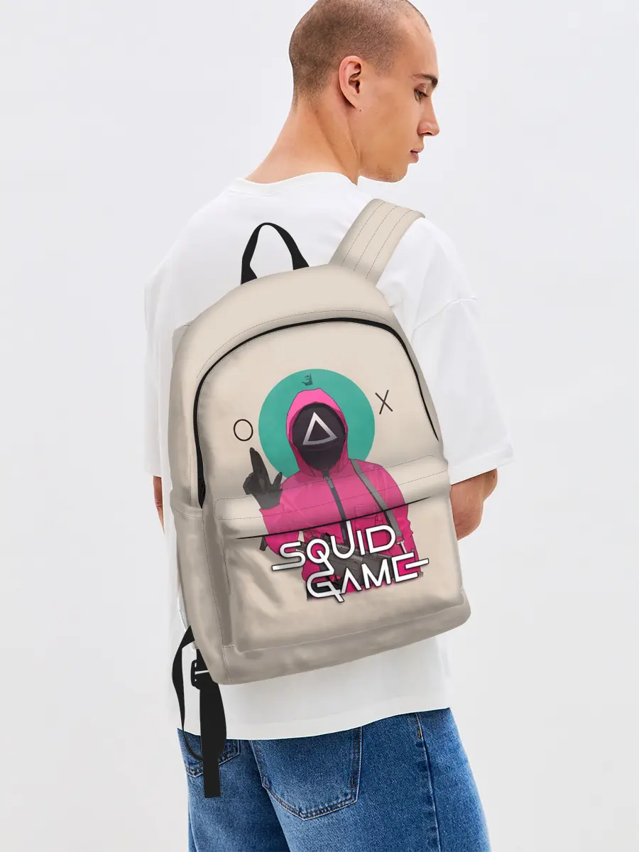 Рюкзак джинсовый / Squid game - Игра в кальмара треугольник