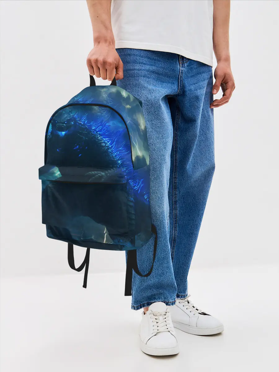 Рюкзак джинсовый / ГОДЗИЛЛА В МОРЕ