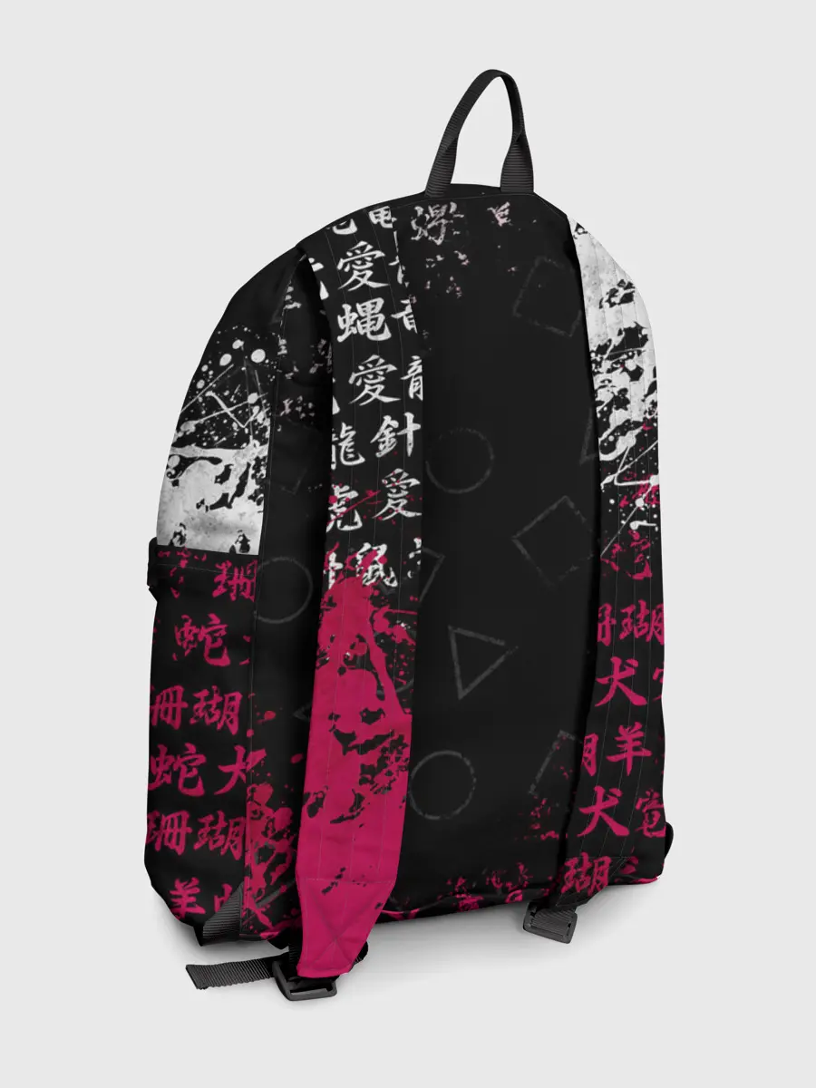 Рюкзак джинсовый / ИГРА В КАЛЬМАРА БРЫЗГИ КРАСОК / ИЕРОГЛИФЫ