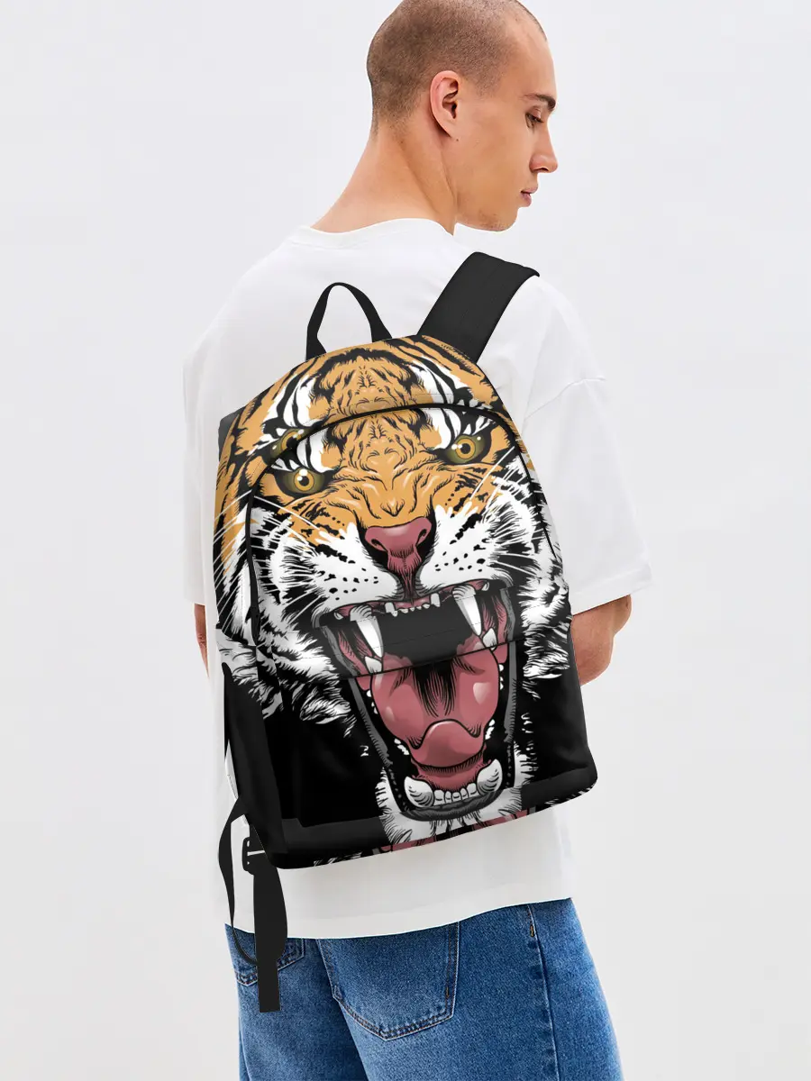 Рюкзак джинсовый / Оскал амурского тигра