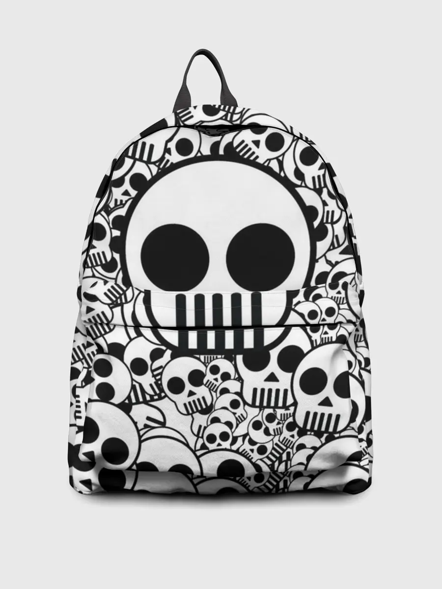 Рюкзак джинсовый / черепа чб