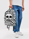 Рюкзак джинсовый / черепа чб