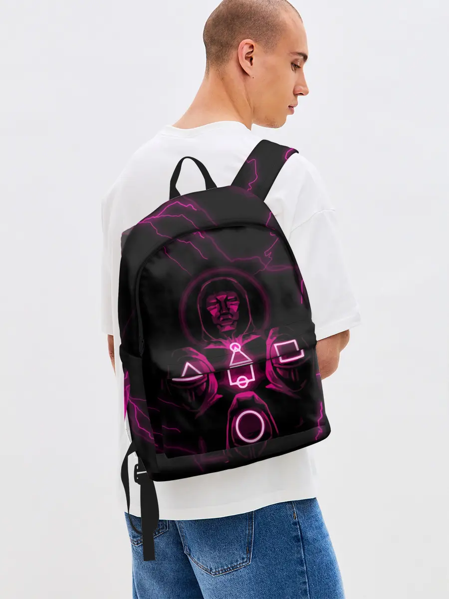 Рюкзак джинсовый / Игра в кальмара смотрящий тут как тут