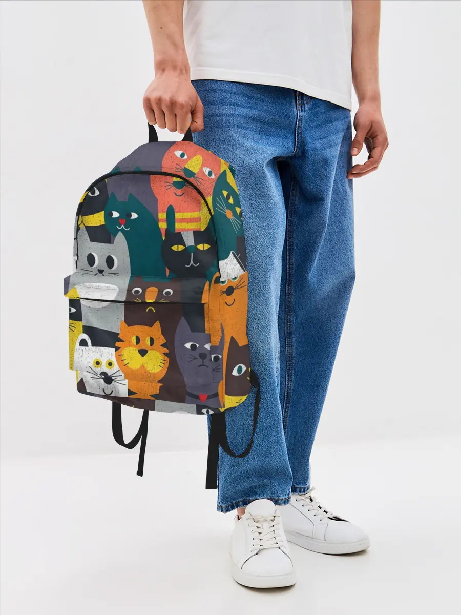 Рюкзак джинсовый / крутые коты