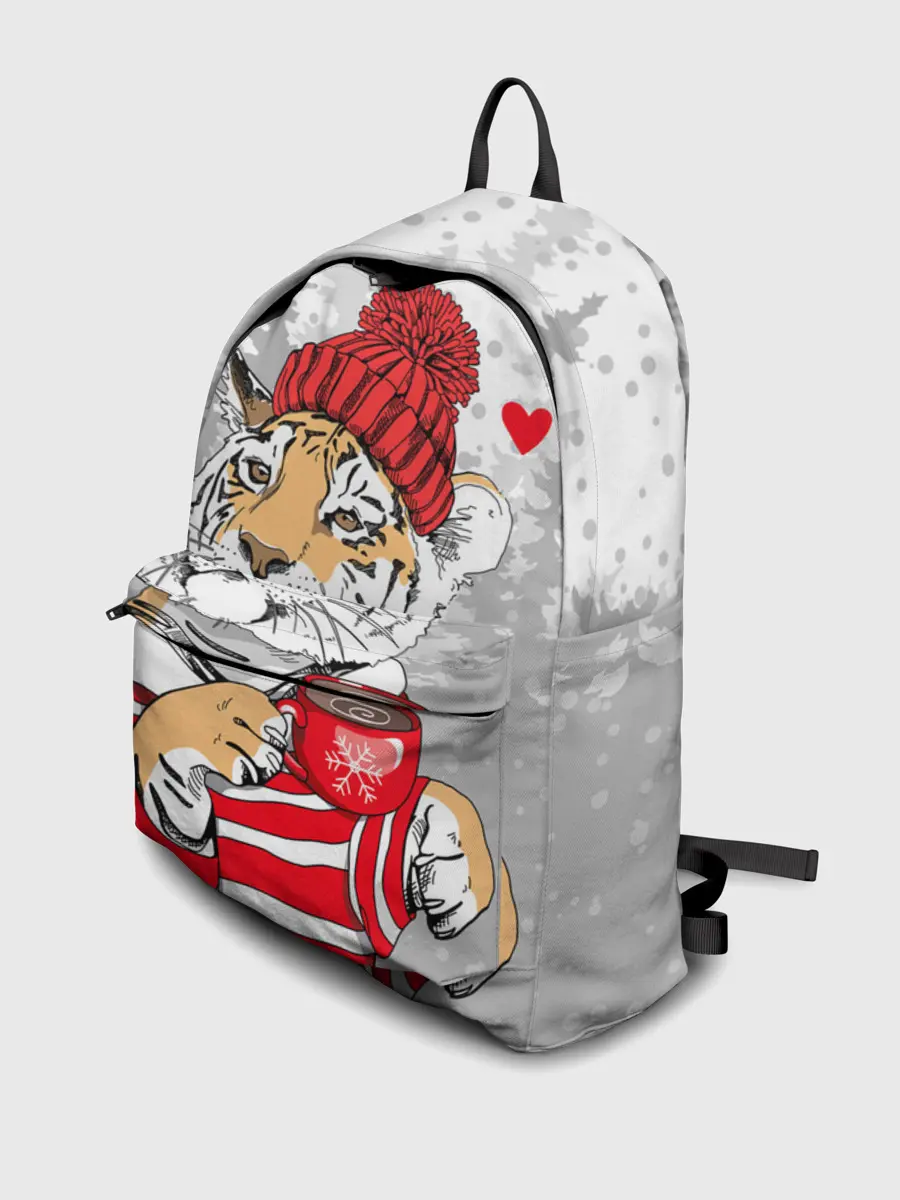 Рюкзак джинсовый / Тигр с чашкой кофе