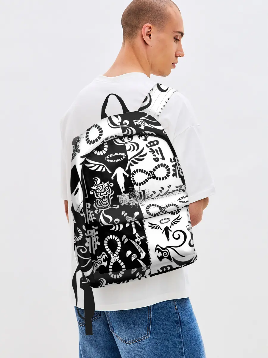 Рюкзак джинсовый / ТОКИЙСКИЕ МСТИТЕЛИ ЛОГОБОМБИНГ ЧБ