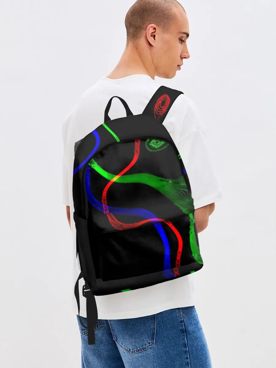Рюкзак джинсовый / Неоновый хаос 3D/Neon chaos 3D