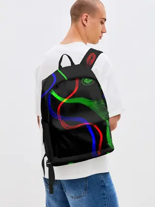 Рюкзак джинсовый / Неоновый хаос 3D/Neon chaos 3D