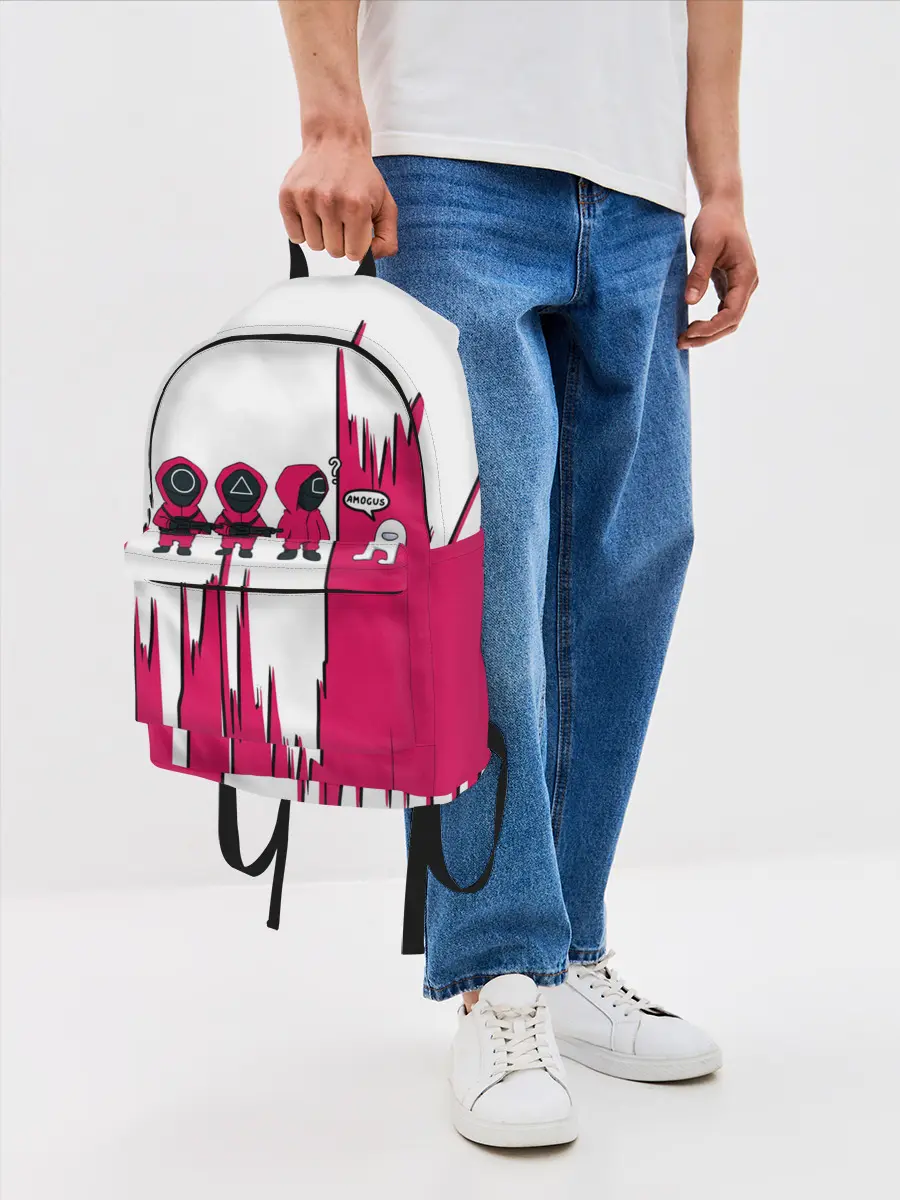 Рюкзак джинсовый / Squid Game | among us / Люди в масках,