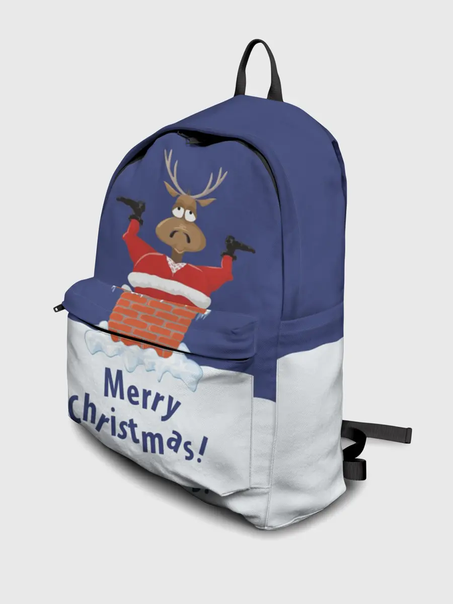 Рюкзак джинсовый / Санта в трубе с Оленем