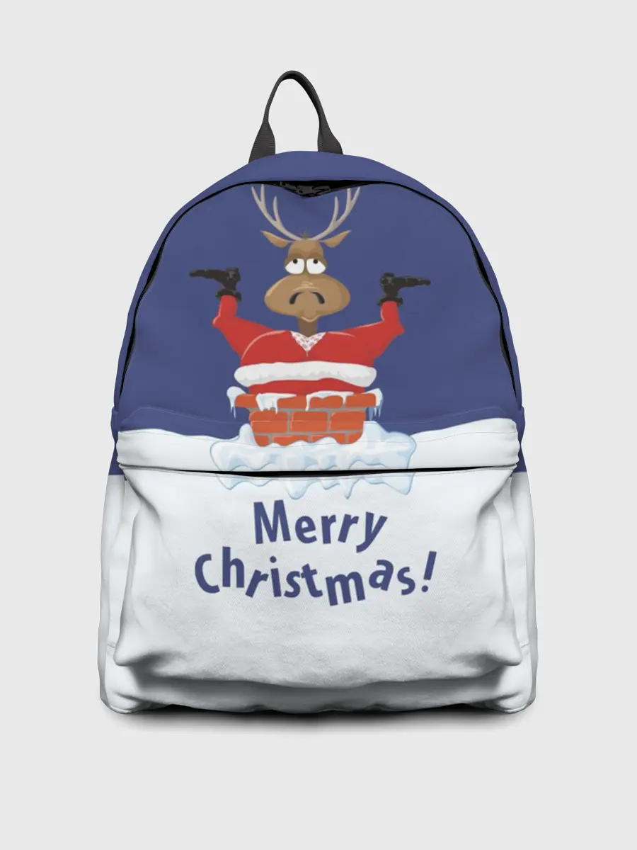 Рюкзак джинсовый / Санта в трубе с Оленем