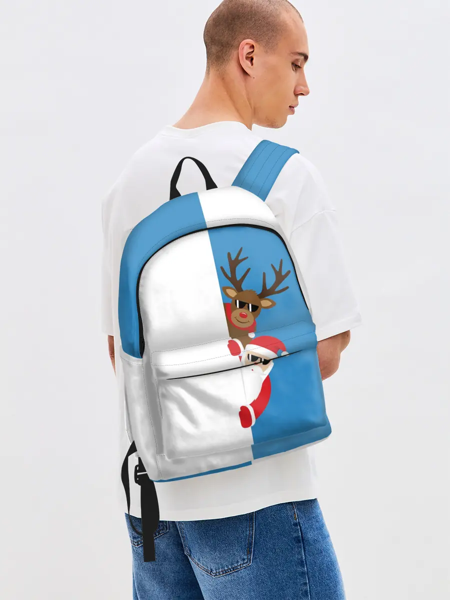 Рюкзак джинсовый / Крутые Санта и Олень