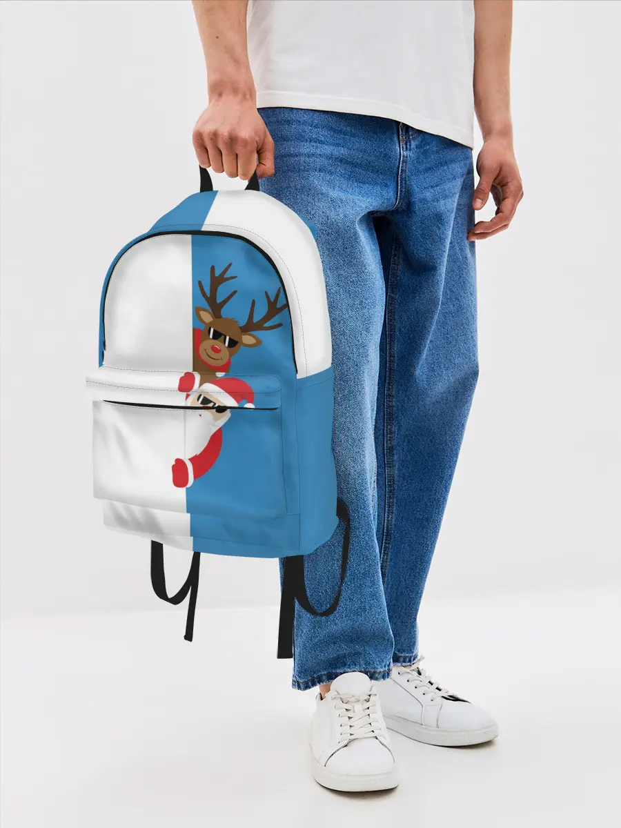 Рюкзак джинсовый / Крутые Санта и Олень
