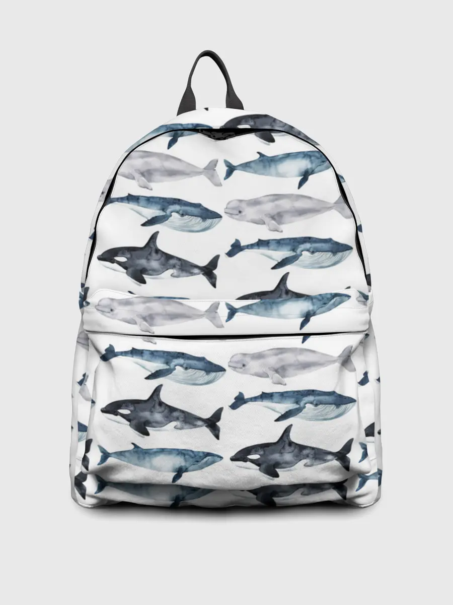 Рюкзак джинсовый / принт с китами