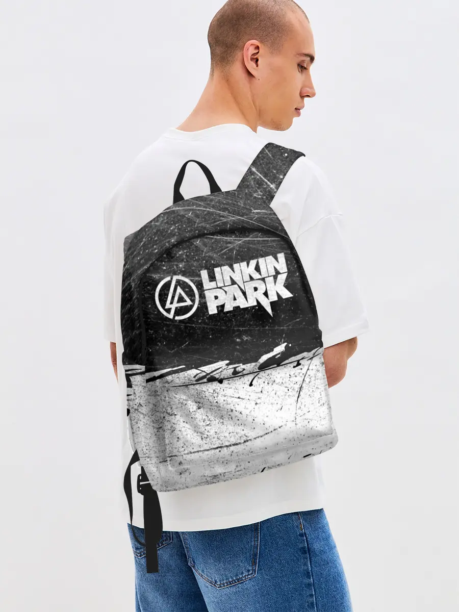 Рюкзак джинсовый / Линкин Парк Лого Рок ЧБ | Linkin Park Rock