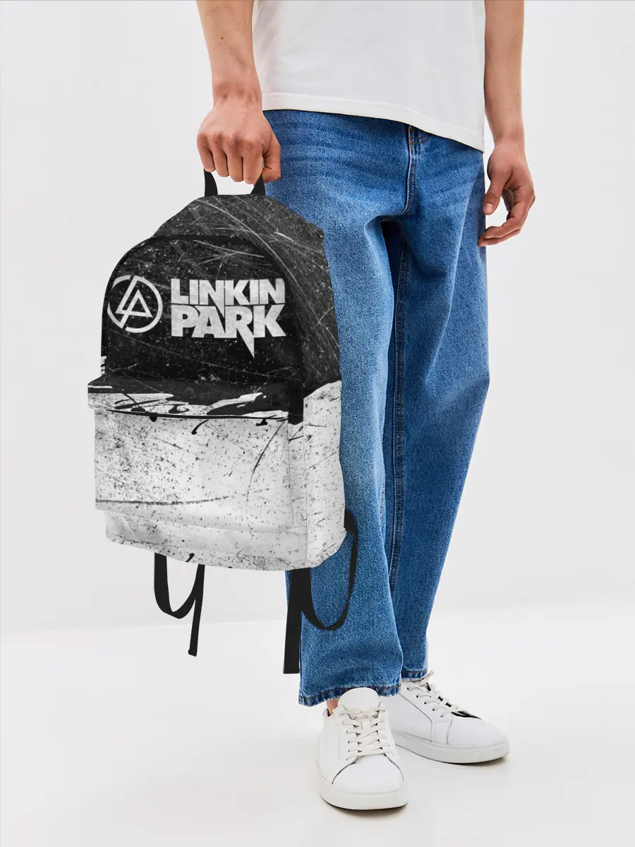 Рюкзак джинсовый / Линкин Парк Лого Рок ЧБ | Linkin Park Rock