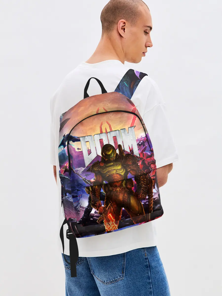 Рюкзак джинсовый / DOOM ETERNAL | ДУМ БИТВА В АДУ