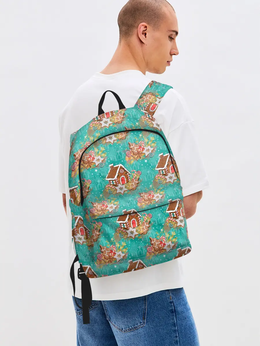 Рюкзак джинсовый / Рождественские пряники паттерн