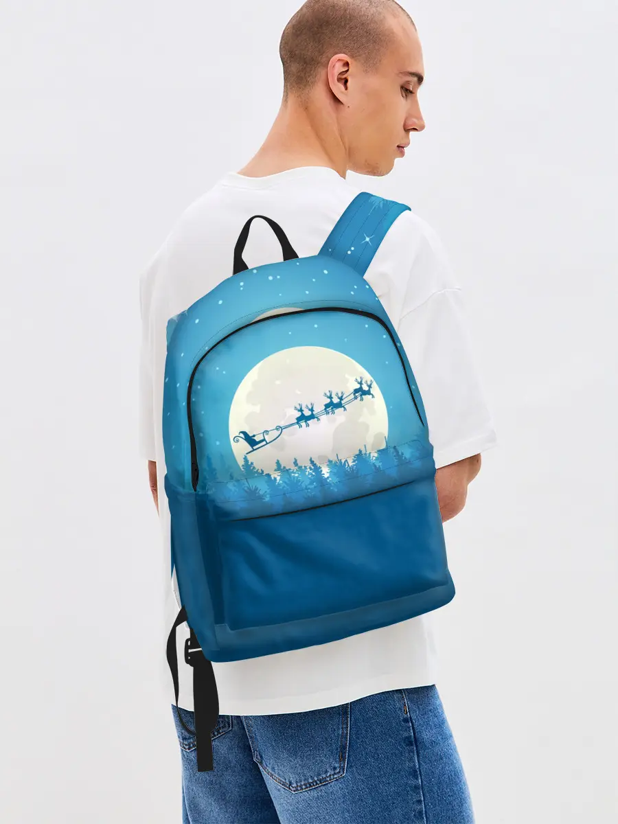 Рюкзак джинсовый / Санта с Оленями