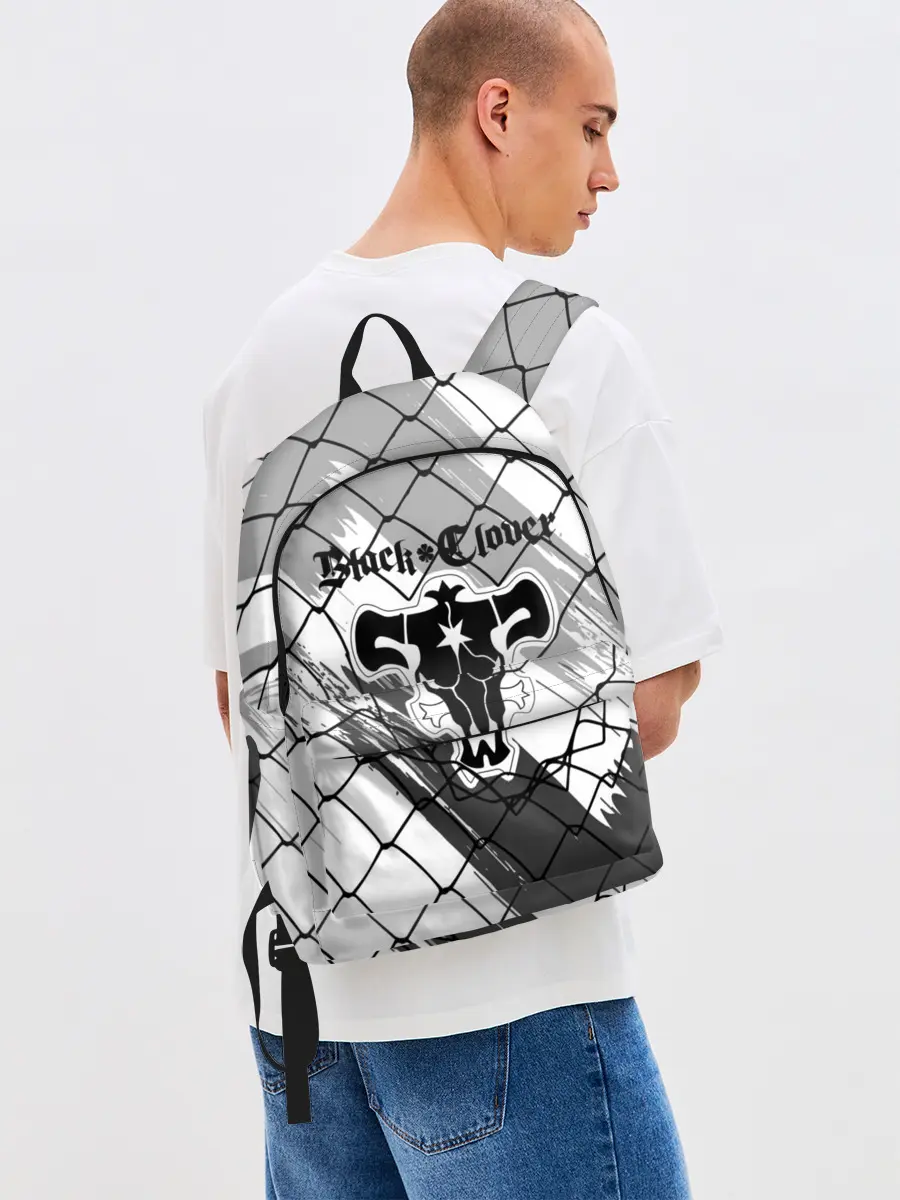 Рюкзак джинсовый / Чёрный клевер бык за решеткой.