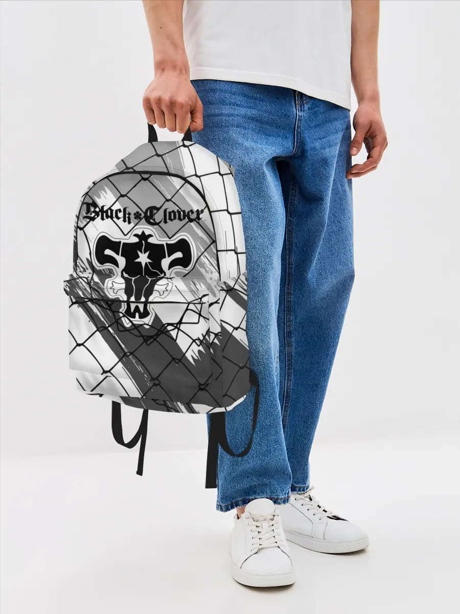 Рюкзак джинсовый / Чёрный клевер бык за решеткой.