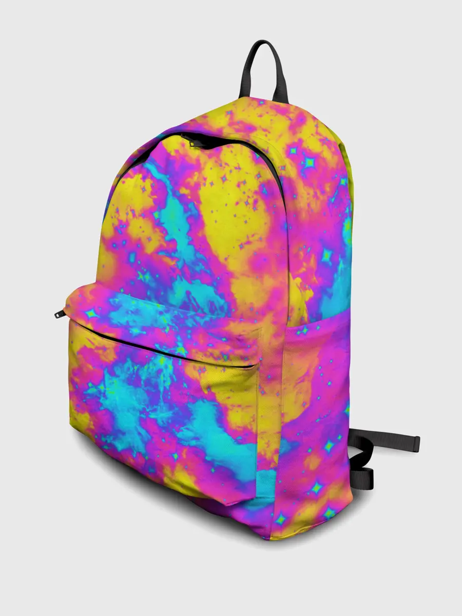 Рюкзак джинсовый / Яркая абстракция космических красок