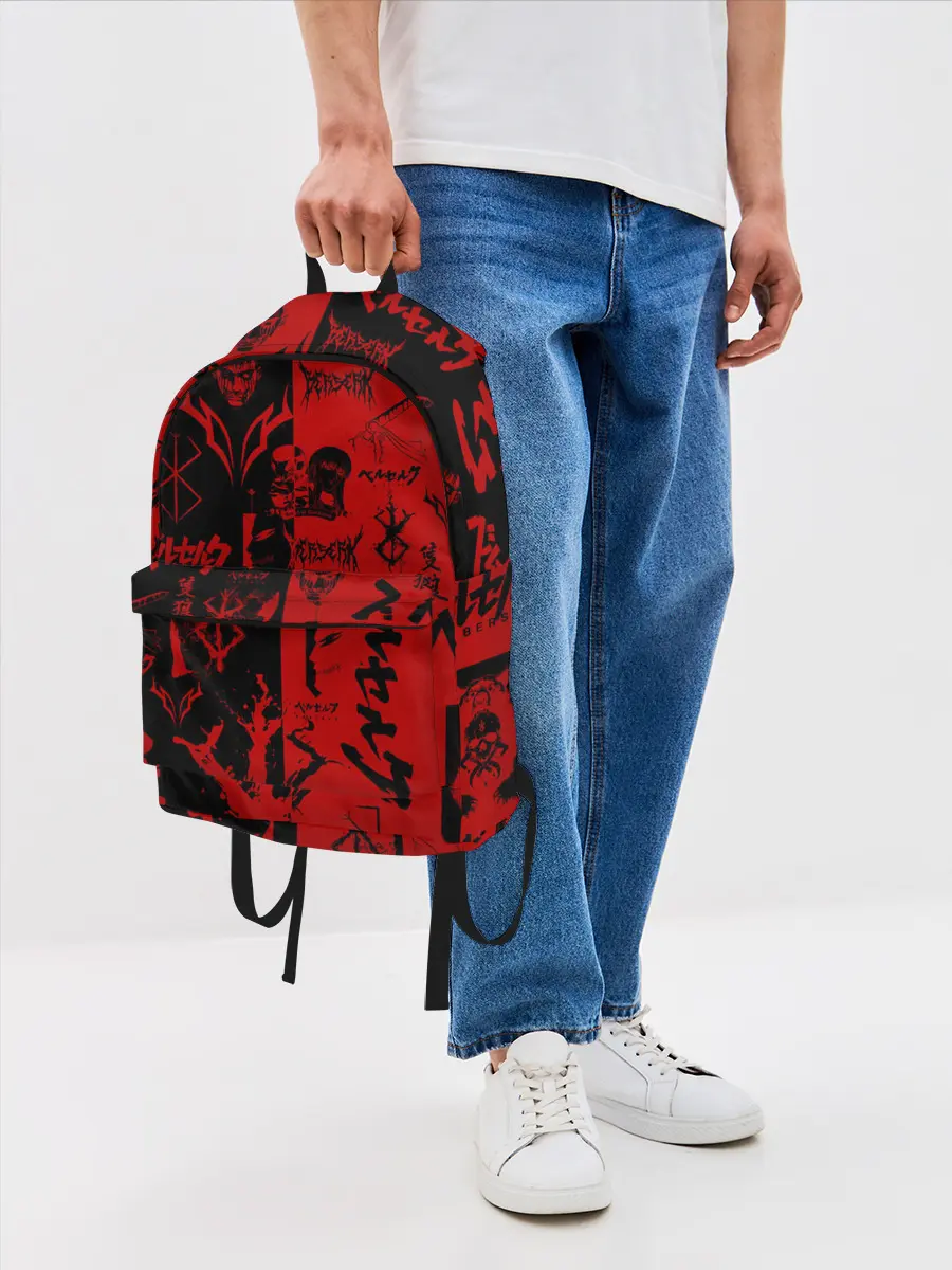 Рюкзак джинсовый / BERSERK BLACK RED | БЕРСЕРК ПАТТЕРН