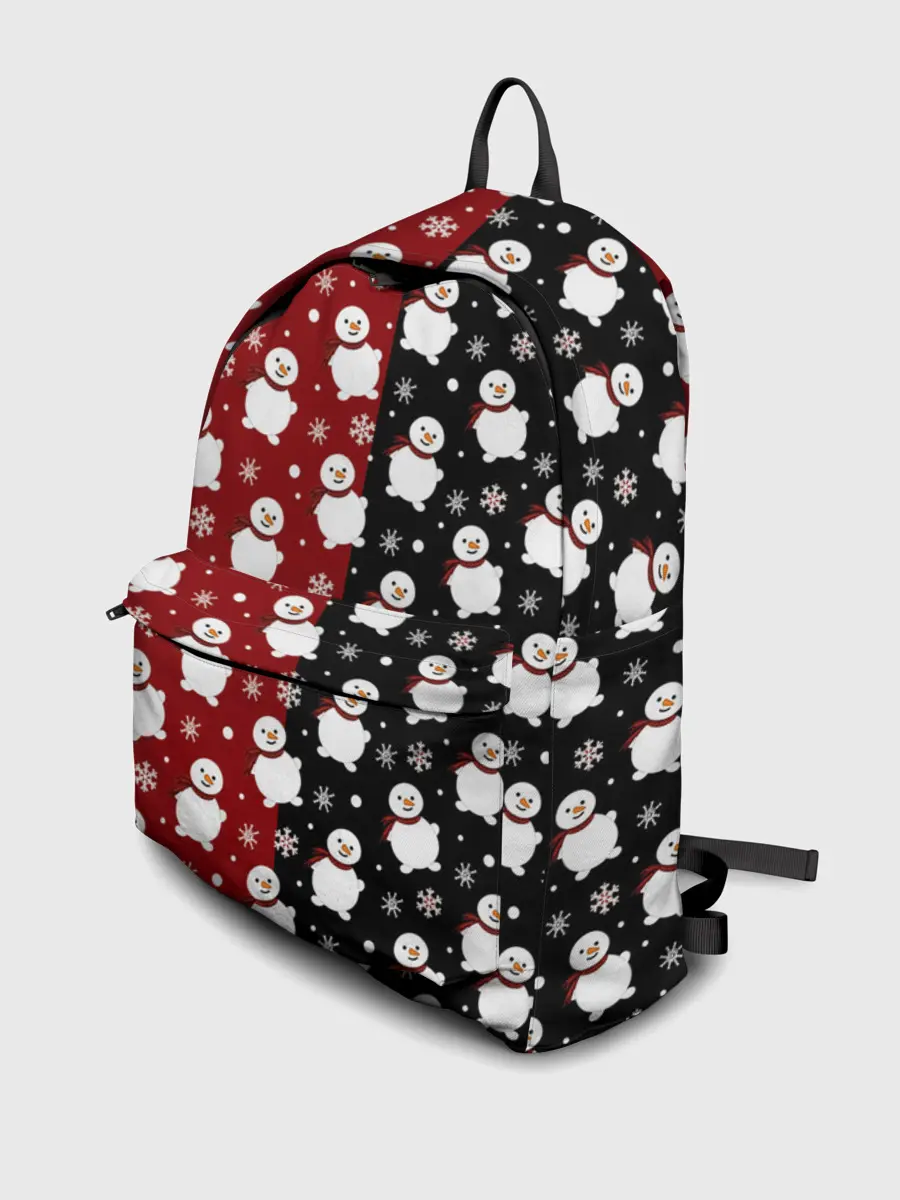 Рюкзак джинсовый / Снеговики, снежинки и снег