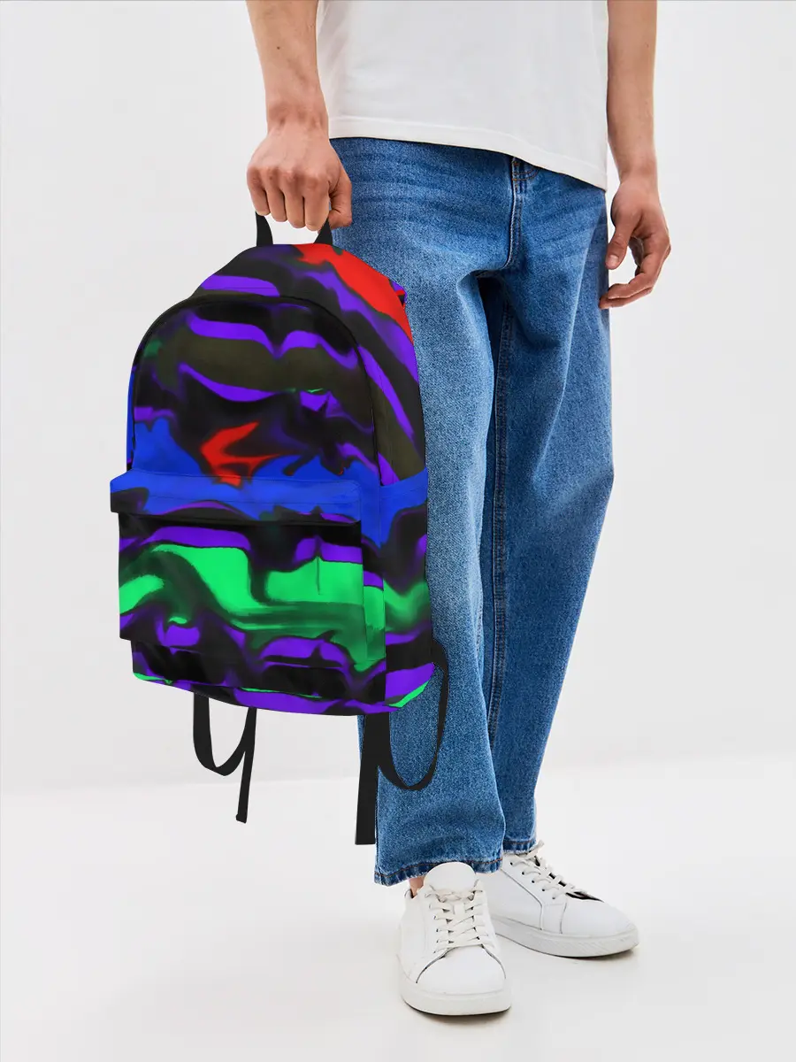 Рюкзак джинсовый / Абстрактный узор цветных оттенков