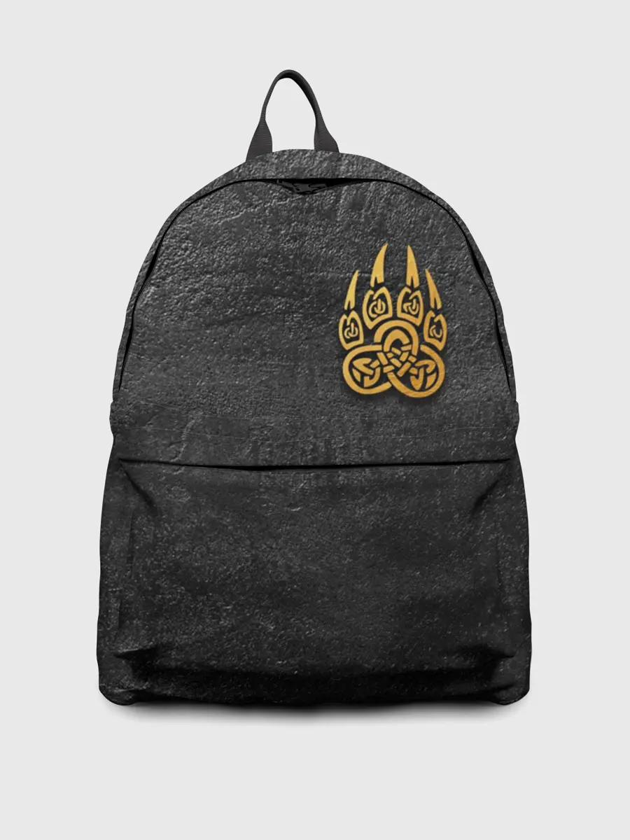 Рюкзак джинсовый / Волчий отпечаток золотом | Символ Велеса